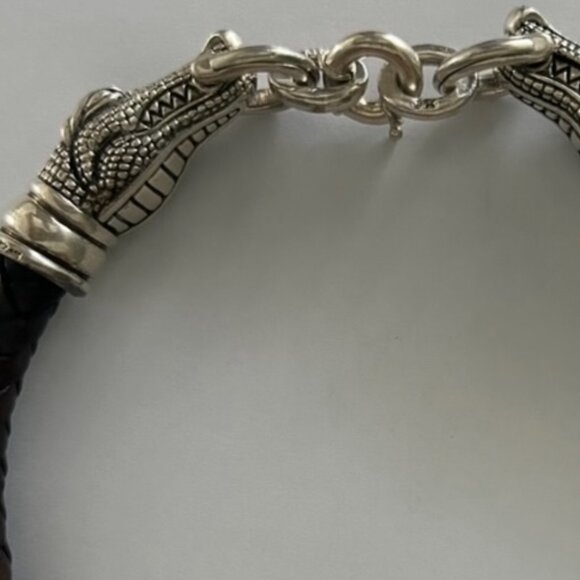 Vintage Barry Kieselstein Cord Leather Alligator Necklace with Sterling Silver - Picture 2 of 6